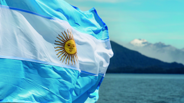 Argentina flag with mountains in background; Shutterstock ID 360629600; Purchase Order: -