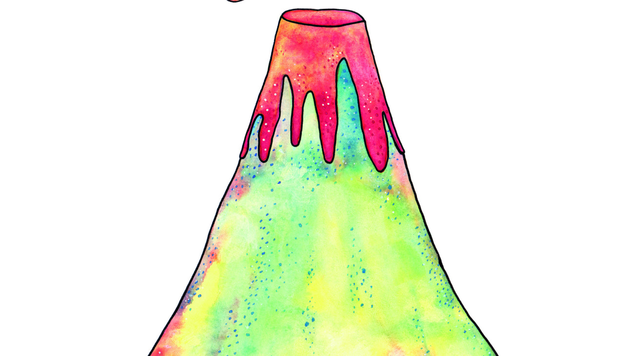 Hand drawn watercolor volcano's eruption illustration on white background.; Shutterstock ID 1608972016; Purchase Order: purchase_order