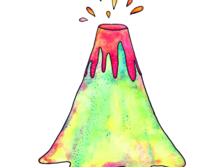 Hand drawn watercolor volcano's eruption illustration on white background.; Shutterstock ID 1608972016; Purchase Order: purchase_order